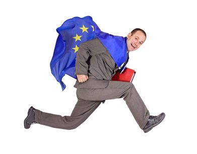 man with the flag of the European Union